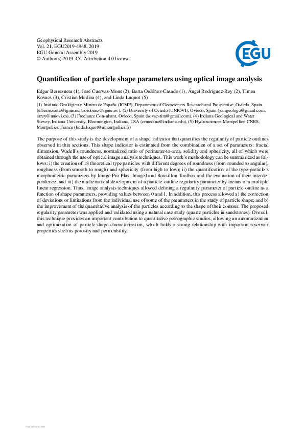 (PDF) Quantification of particle shape parameters using optical image ...