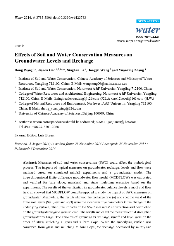 (PDF) Effects of Soil and Water Conservation Measures on Groundwater ...
