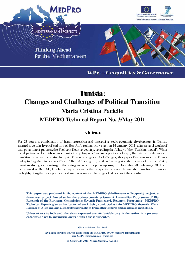 (PDF) Tunisia: Changes and Challenges of Political Transition