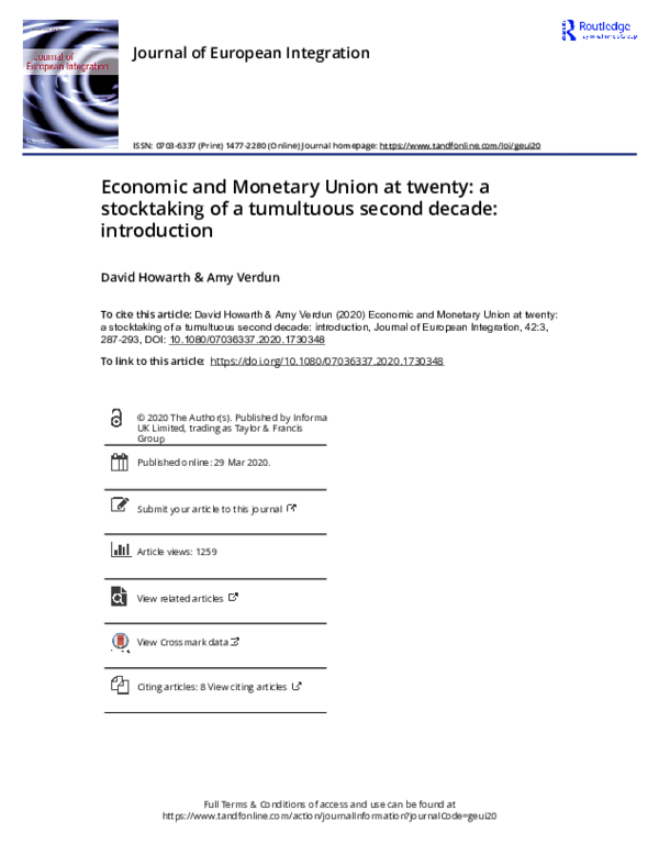 (PDF) Economic and Monetary Union at twenty: a stocktaking of a ...