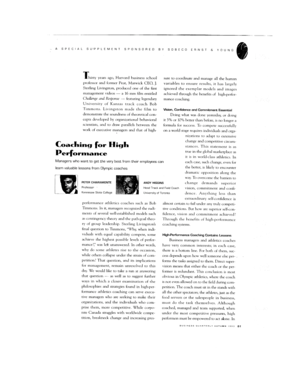 (PDF) Coaching for High Performance