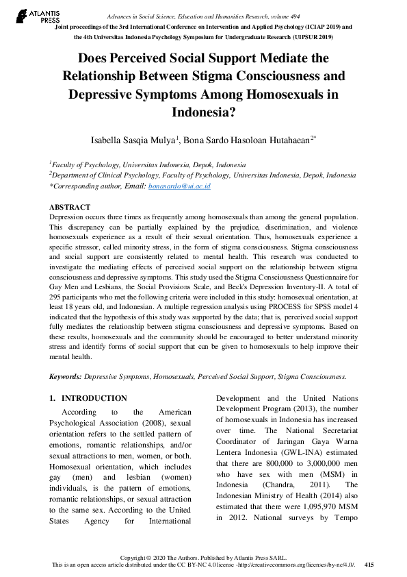 (PDF) Does Perceived Social Support Mediate the Relationship Between ...