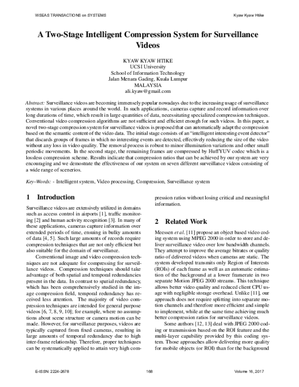 (PDF) A Two-Stage Intelligent Compression System for Surveillance ...