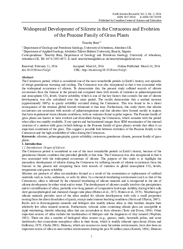 (PDF) Widespread Development of Silcrete in the Cretaceous and ...
