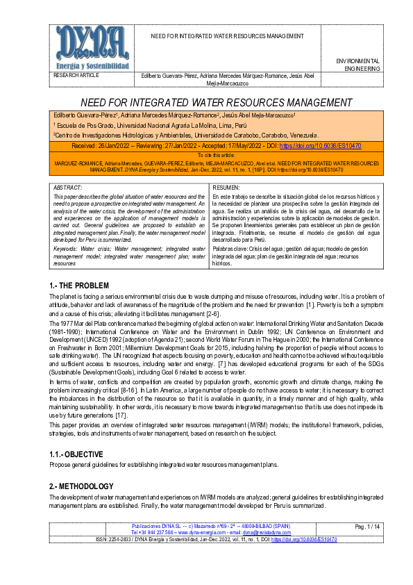 (PDF) Need for Integrated Water Resources Management