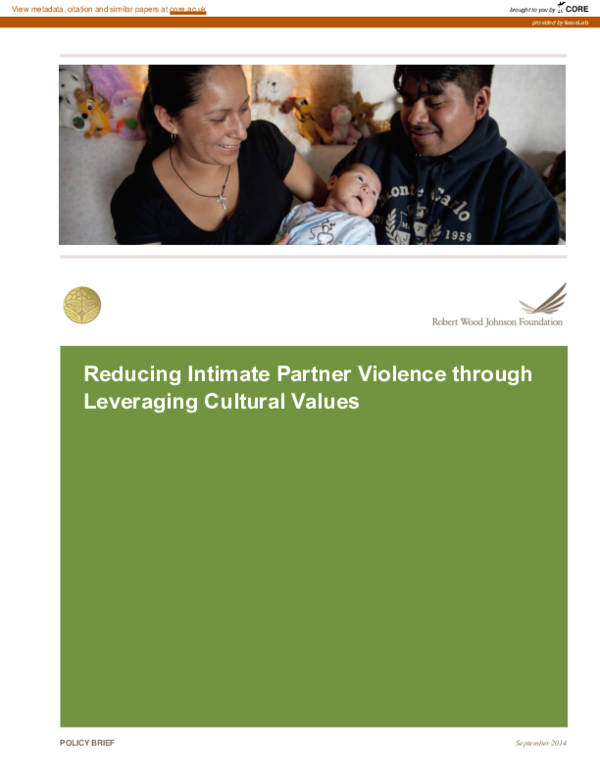 (PDF) Reducing Intimate Partner Violence through Leveraging Cultural Values