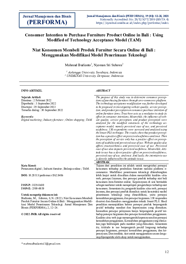 (PDF) Consumers Intention to Purchase Furniture Product Online in Bali ...