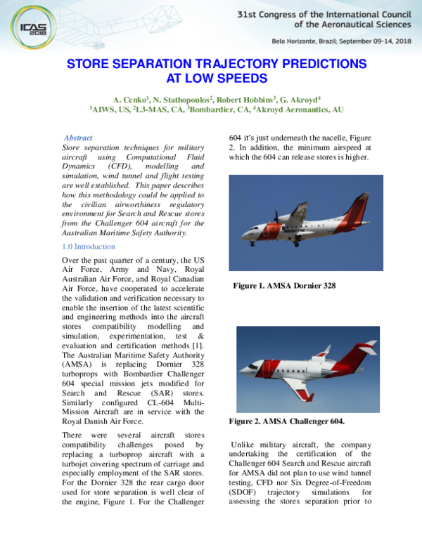 (PDF) Store Separation Trajectory Predictions at Low Speeds
