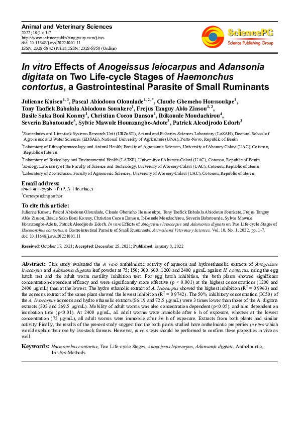 (PDF) In vitro Effects of Anogeissus leiocarpus and Adansonia digitata ...