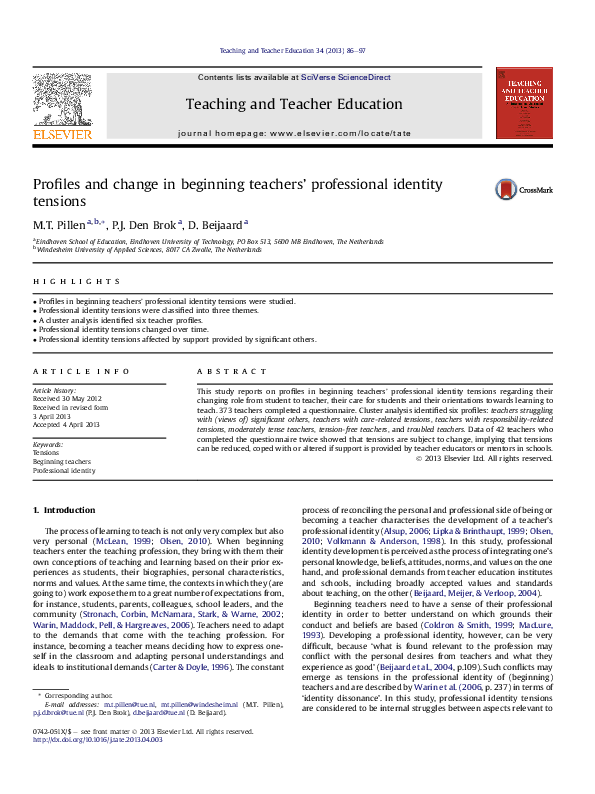 (PDF) Profiles and change in beginning teachers' professional identity ...