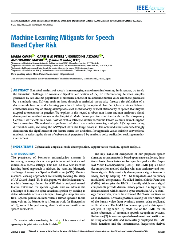(PDF) Machine Learning Mitigants for Speech Based Cyber Risk