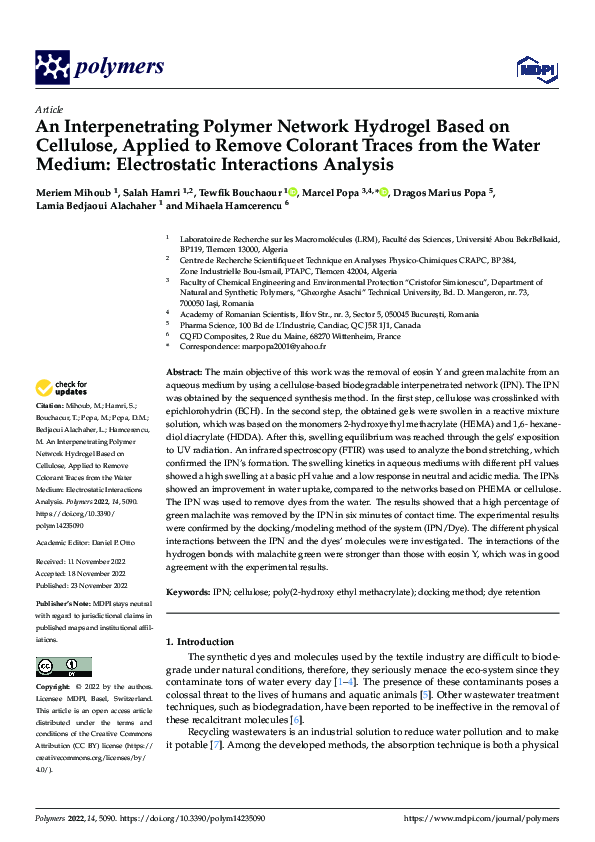 (PDF) An Interpenetrating Polymer Network Hydrogel Based on Cellulose ...