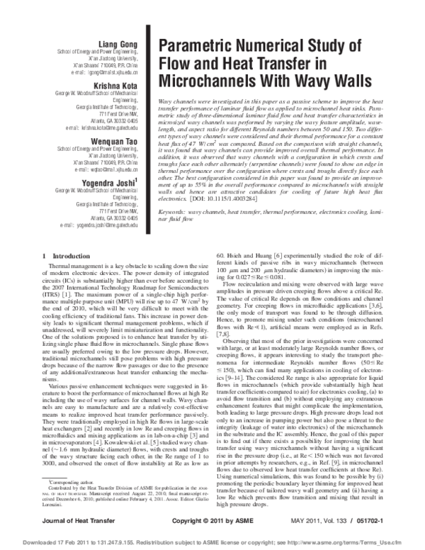 (PDF) Parametric Numerical Study of Flow and Heat Transfer in ...