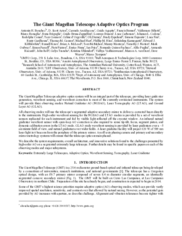 (PDF) The Giant Magellan Telescope adaptive optics program Guido