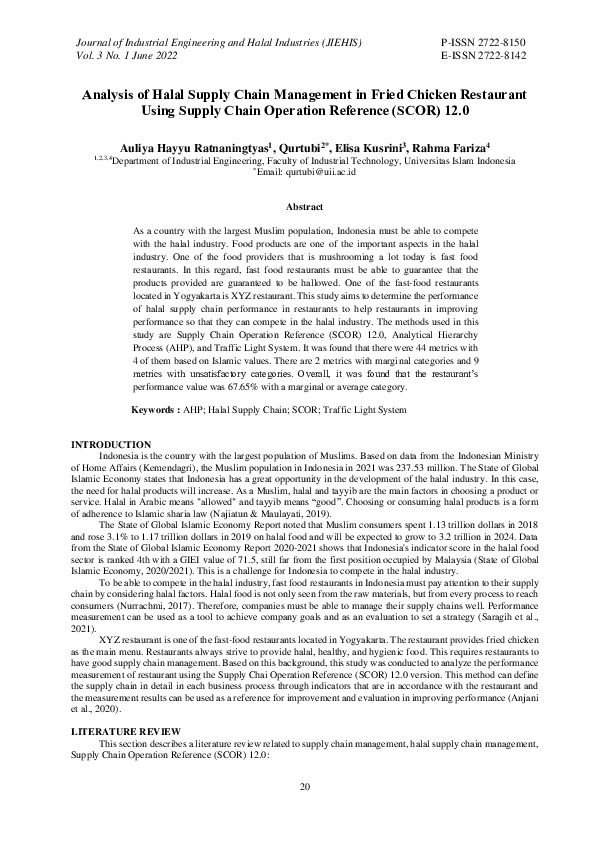 (PDF) Analysis of Halal Supply Chain Management in Fried Chicken ...