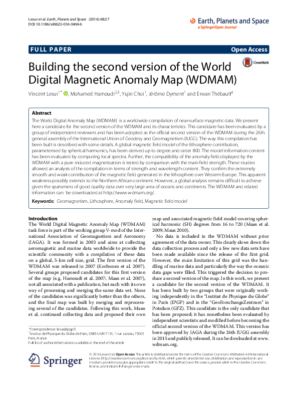 (PDF) Building the second version of the World Digital Magnetic Anomaly ...