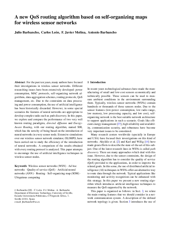 (PDF) A new QoS routing algorithm based on self-organizing maps for ...