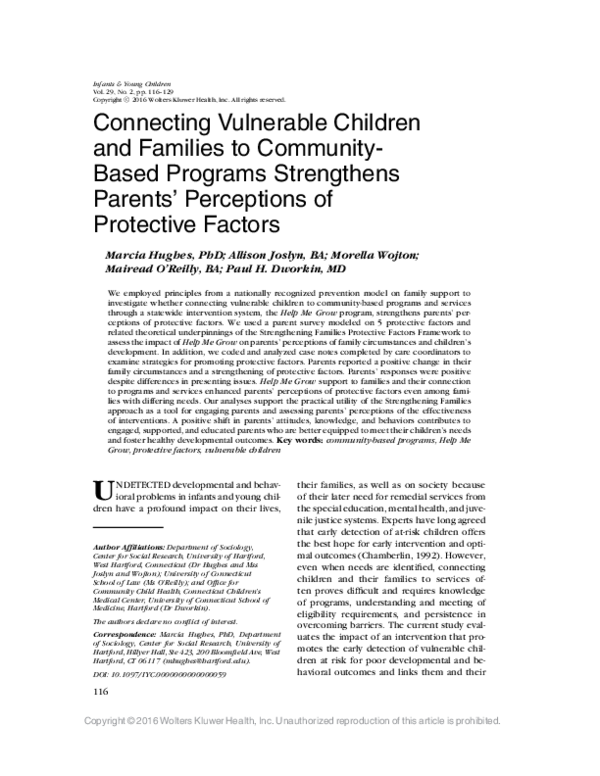 (PDF) Connecting Vulnerable Children and Families to Community-Based ...