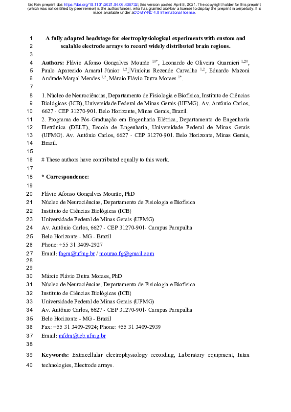 (PDF) A fully adapted headstage for electrophysiological experiments ...