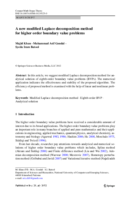 (PDF) A new modified Laplace decomposition method for higher order ...