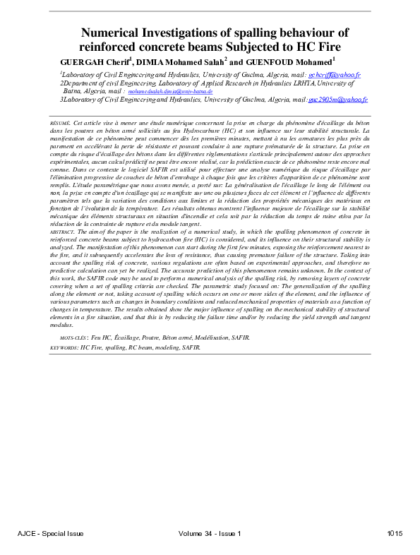 (PDF) Numerical Investigations of spalling behaviour of reinforced ...
