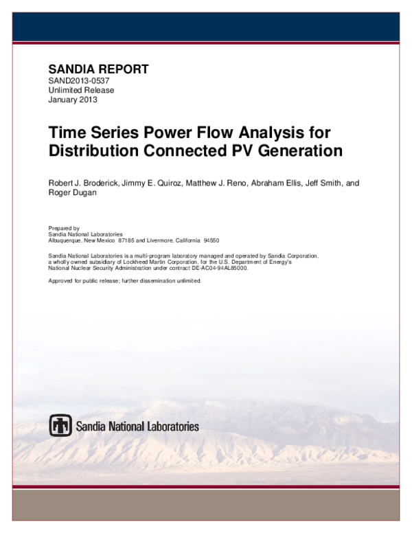 (PDF) Time series power flow analysis for distribution connected PV ...