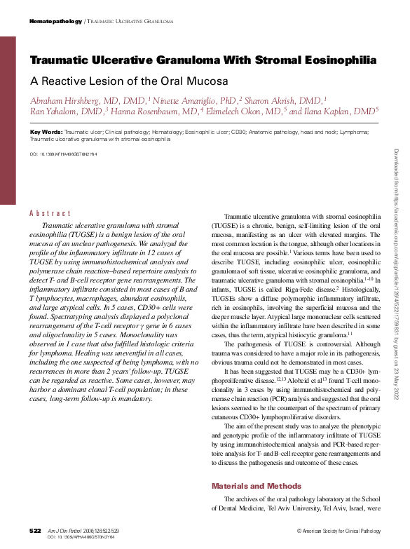 (PDF) Traumatic Ulcerative Granuloma With Stromal Eosinophilia