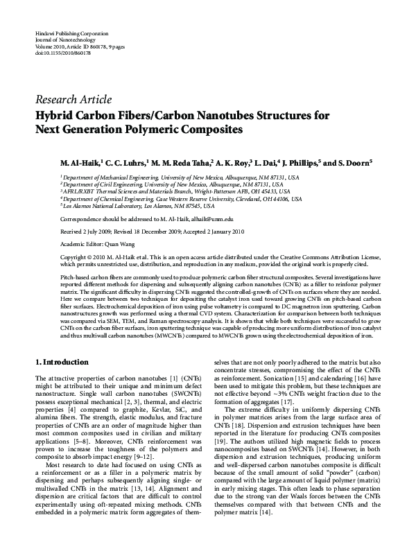 (PDF) Hybrid carbon fibers/carbon nanotubes structures for next ...