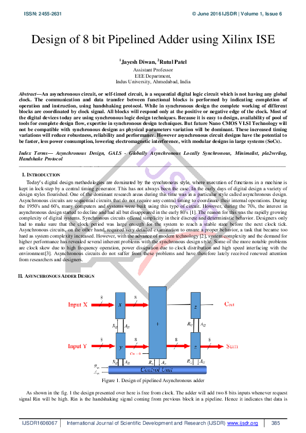 (PDF) Design of 8 bit Pipelined Adder using Xilinx ISE