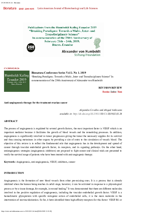 (PDF) Anti-angiogenesis therapy for the treatment ovarian cancer