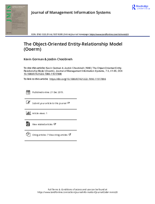 (PDF) The Object-Oriented Entity-Relationship Model (O oerm )