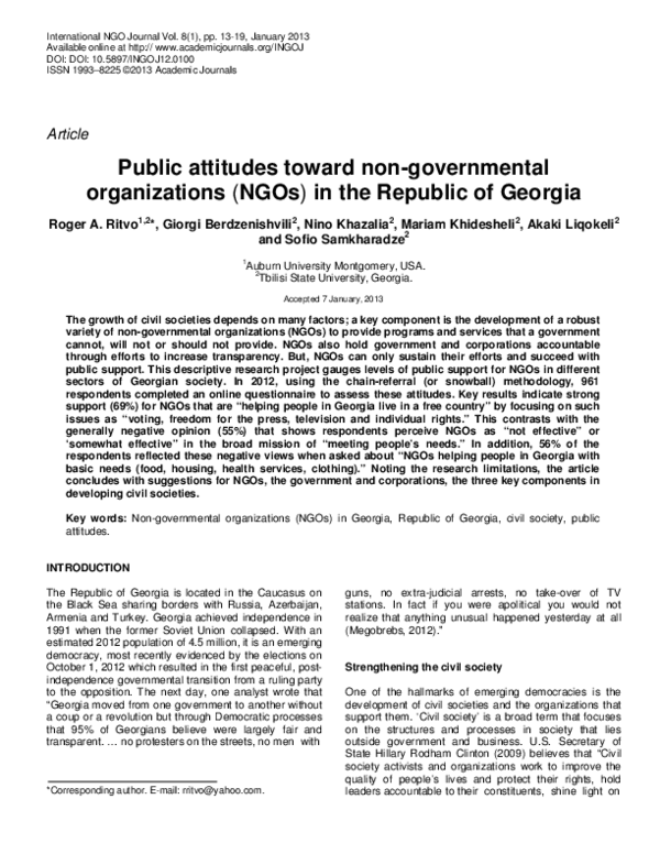 (PDF) Public attitudes toward non-governmental organizations (NGOs) in ...