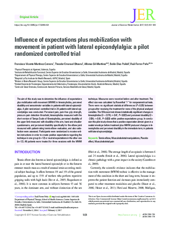 (PDF) Influence of expectations plus mobilization with movement in ...