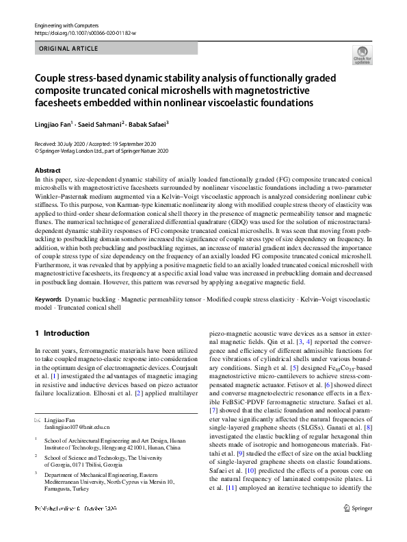 (PDF) Couple stress-based dynamic stability analysis of functionally ...