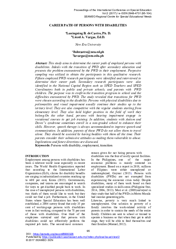 (PDF) Career Path of Persons with Disabilities