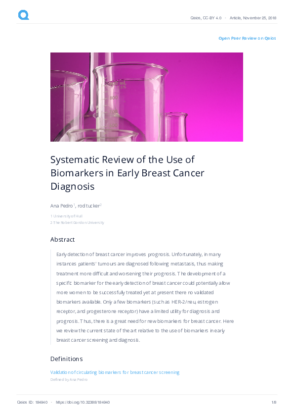 (PDF) Systematic Review of the Use of Biomarkers in Early Breast Cancer ...