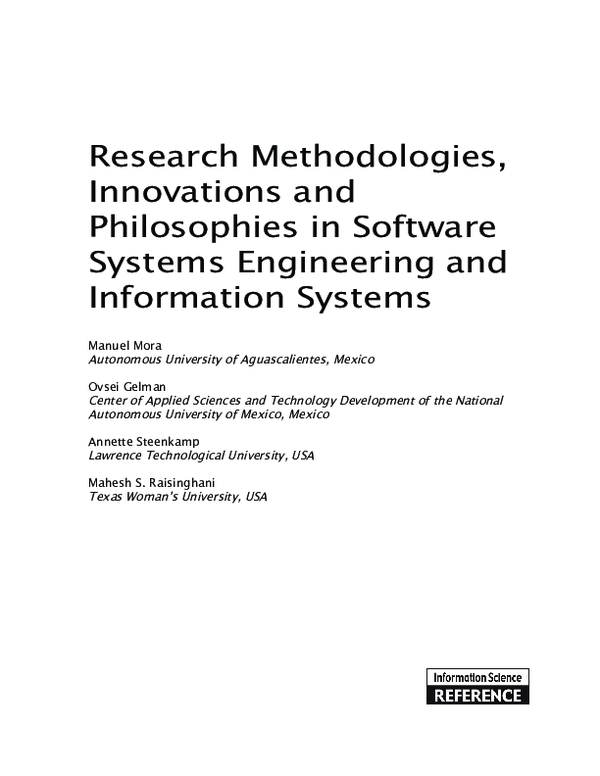 (PDF) Research Methodologies, Innovations and Philosophies in Software ...