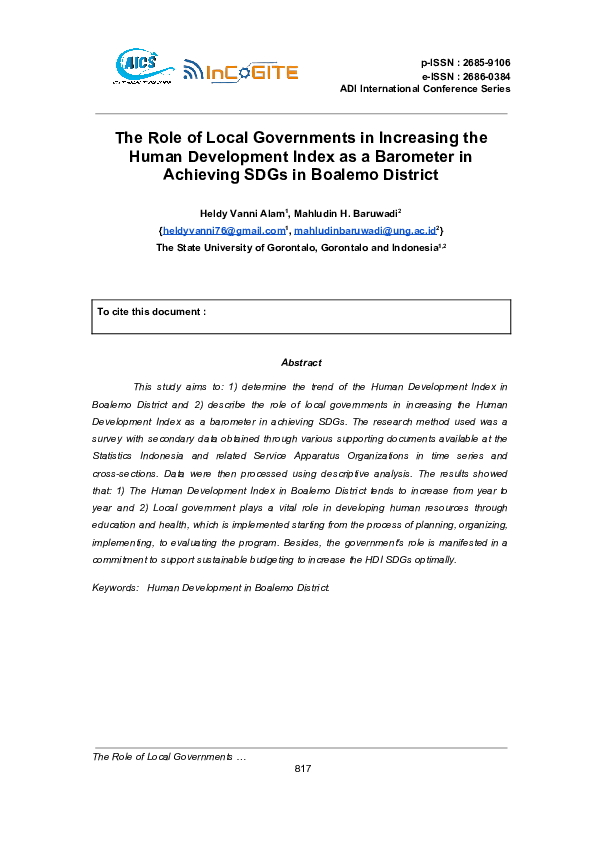 (PDF) The Role of Local Governments in Increasing the Human Development ...