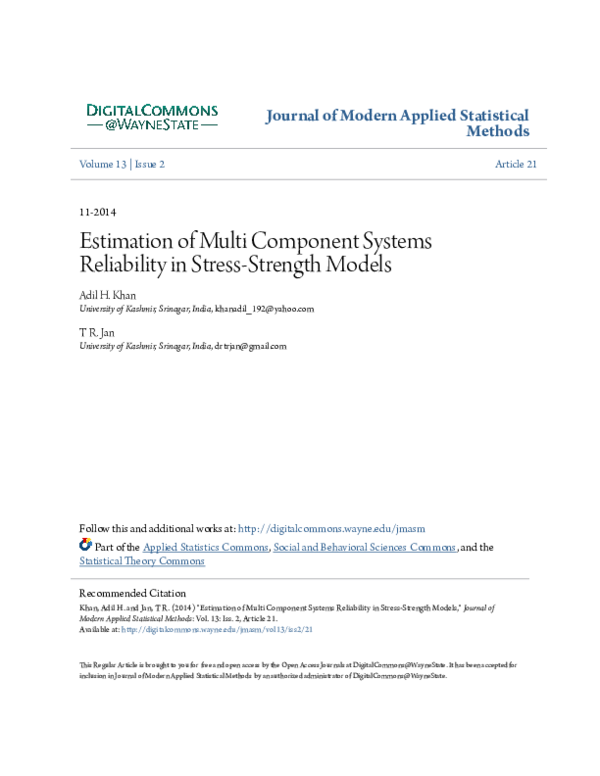(PDF) Estimation of Multi Component Systems Reliability in Stress ...