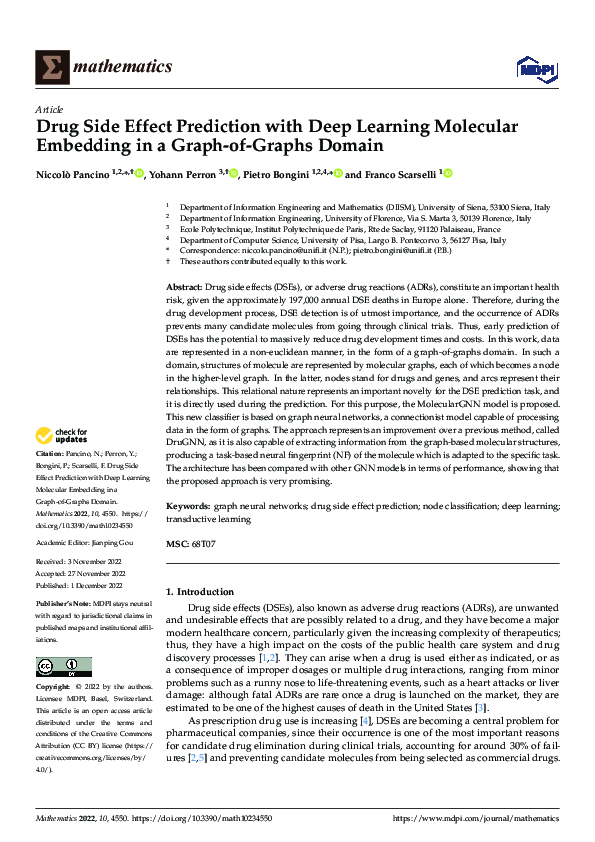 (PDF) Drug Side Effect Prediction with Deep Learning Molecular ...