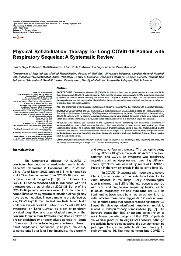 (PDF) Physical Rehabilitation Therapy for Long COVID-19 Patient with ...