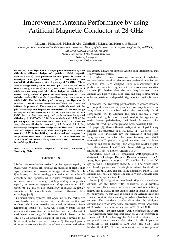 (PDF) Improvement Antenna Performance by using Artificial Magnetic ...