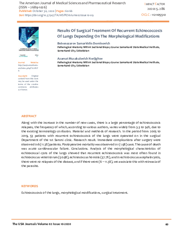 (PDF) Results Of Surgical Treatment Of Recurrent Echinococcosis Of ...