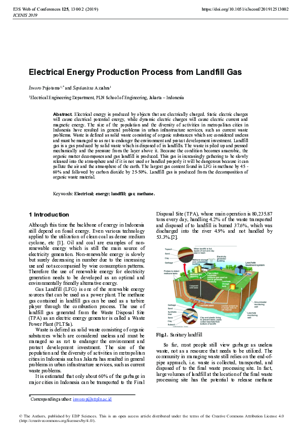 (PDF) Electrical Energy Production Process from Landfill Gas