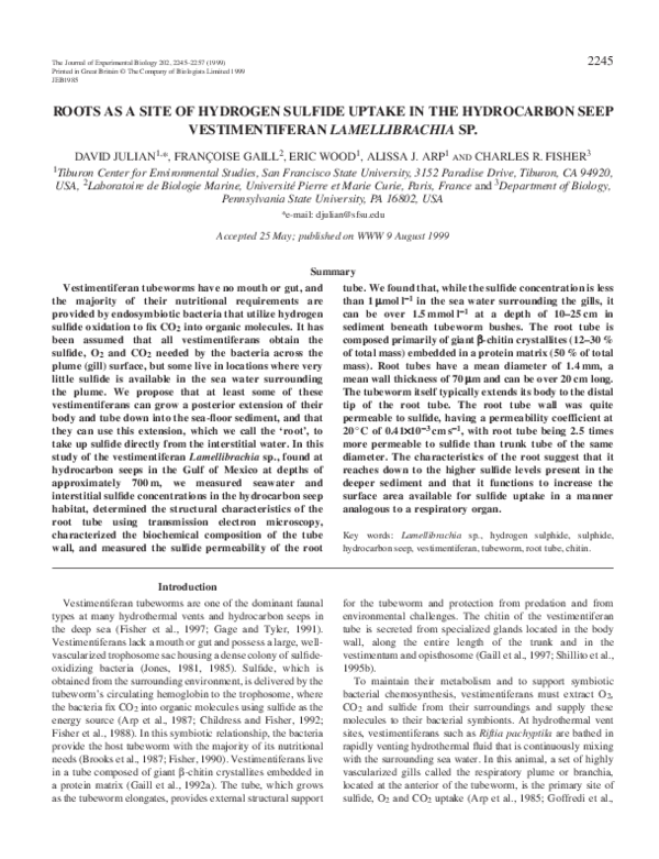 (PDF) Roots as a site of hydrogen sulfide uptake in the hydrocarbon ...