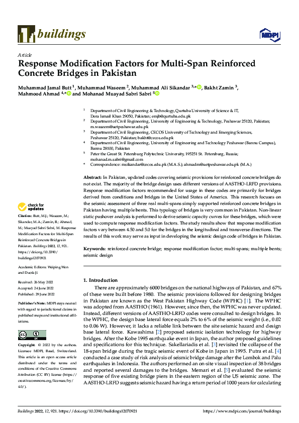 (PDF) Response Modification Factors for Multi-Span Reinforced Concrete ...