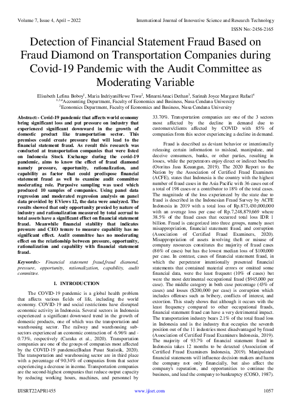 (PDF) Detection of Financial Statement Fraud Based on Fraud Diamond on ...