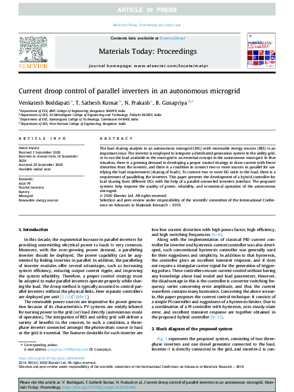 (PDF) Current droop control of parallel inverters in an autonomous ...