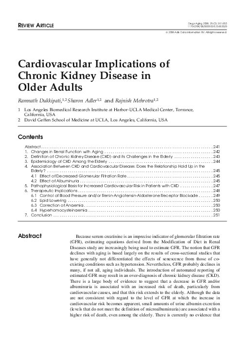 (PDF) Cardiovascular Implications of Chronic Kidney Disease in Older Adults