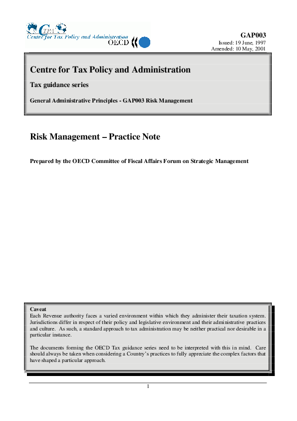 (PDF) OECD Tax Risk Management 2001
